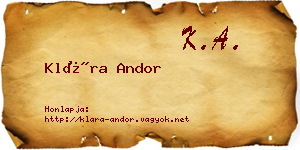 Klára Andor névjegykártya