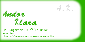 andor klara business card